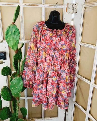 Rose Multi Floral Long Sleeve Dress