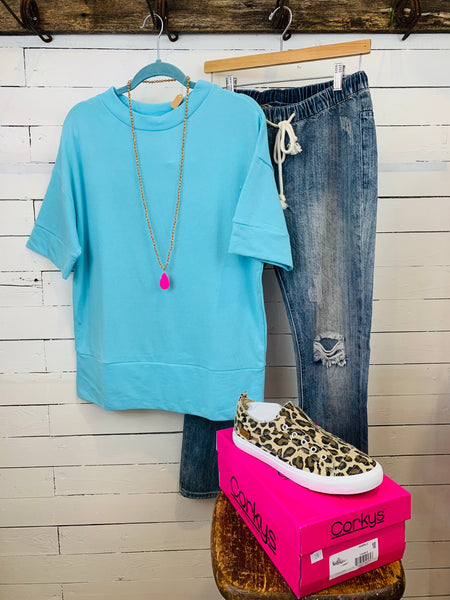 Turquoise Short Sleeve Top