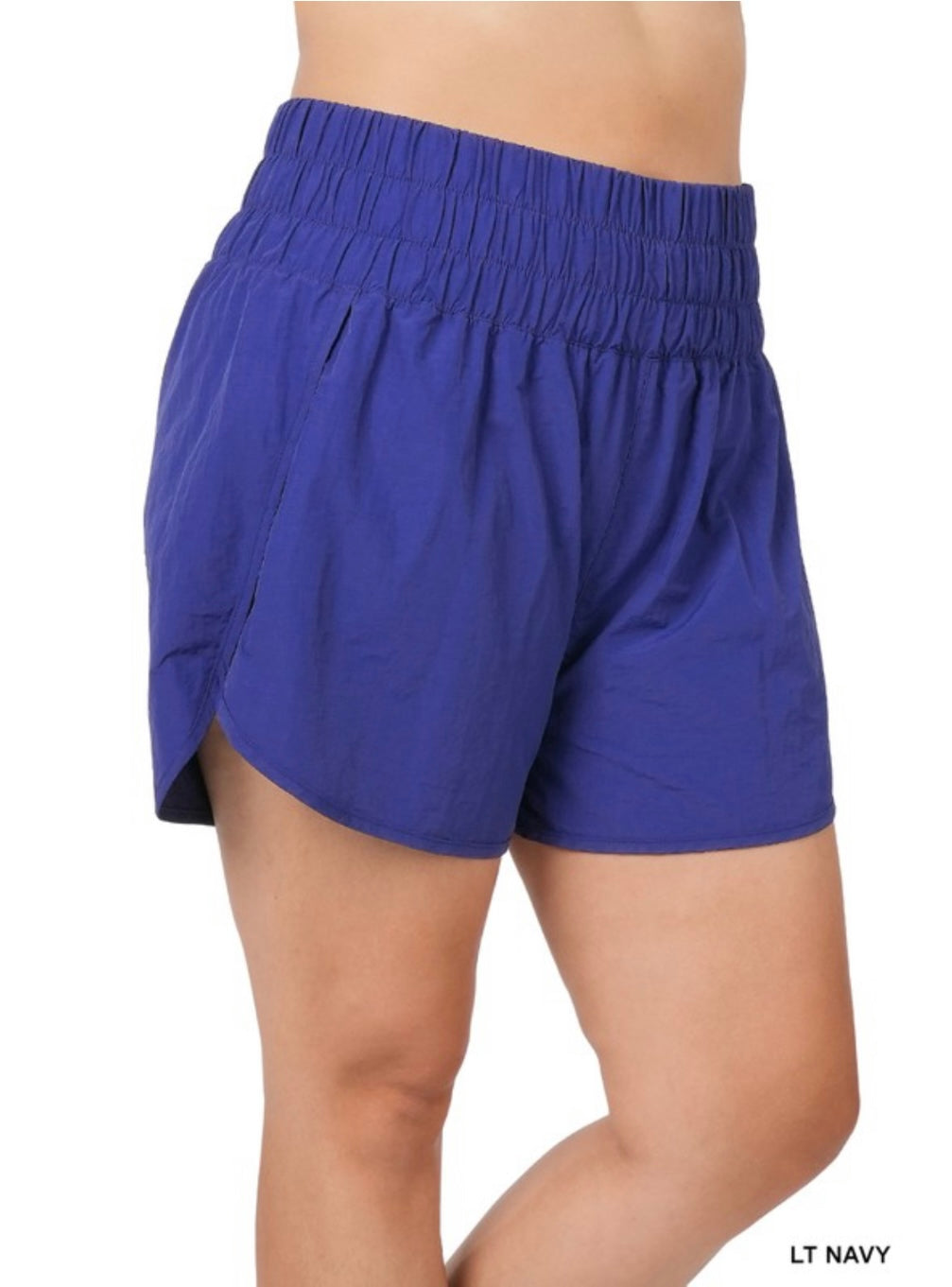 Windbreaker Smocked Waistband Running Shorts- Plus