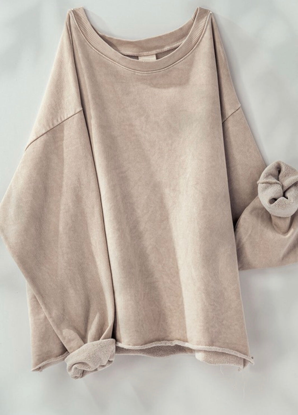Taupe Mineral Washed Cropped Sweatshirt