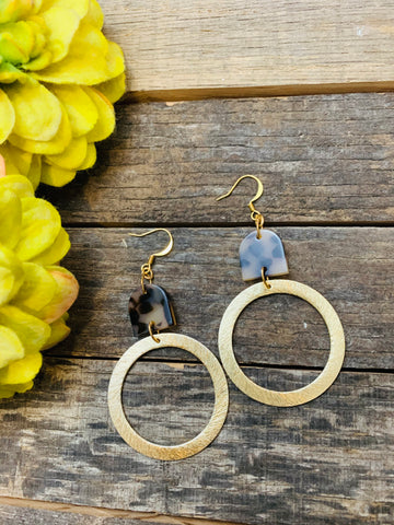 Gold & Tortoise Hoop Earrings