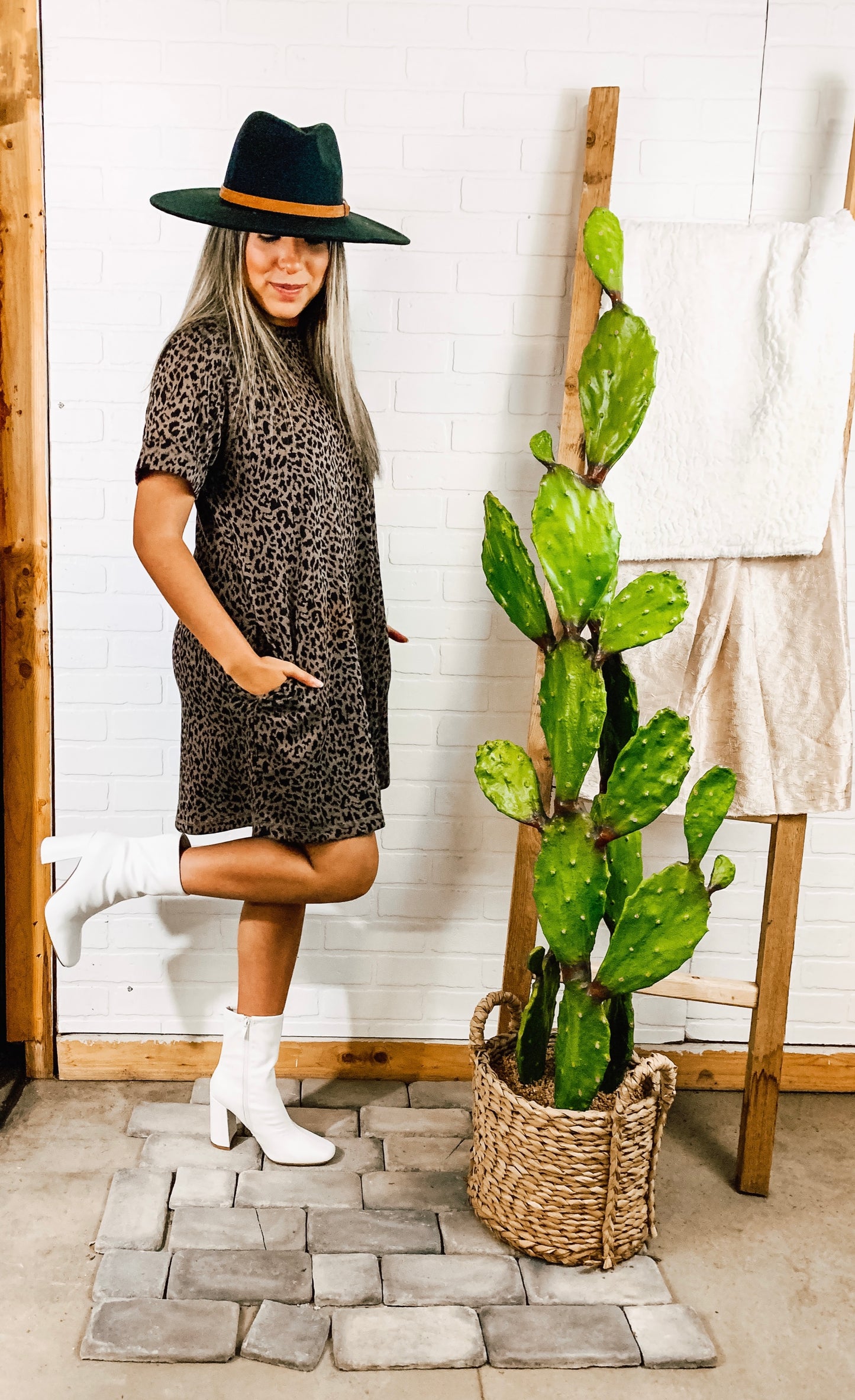Mocha Black Leopard Tshirt Dress