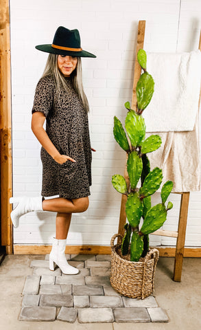 Mocha Black Leopard Tshirt Dress