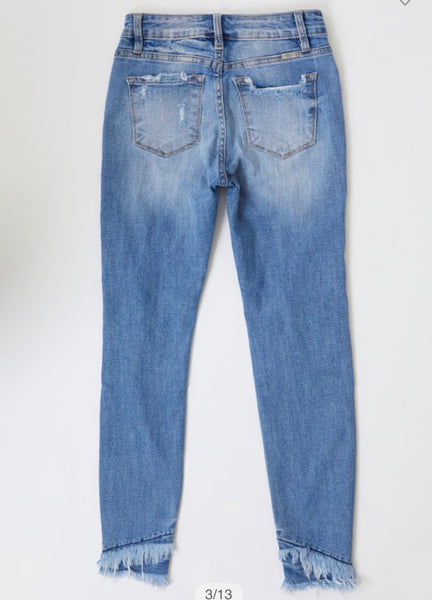 KanCan Mid Rise Ankle Skinny Jeans w/ Hem Detail