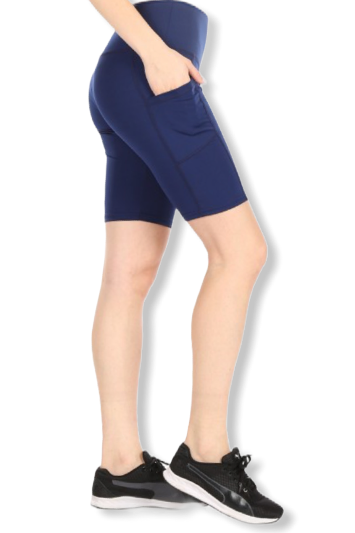 Navy Biker Shorts with Pockets