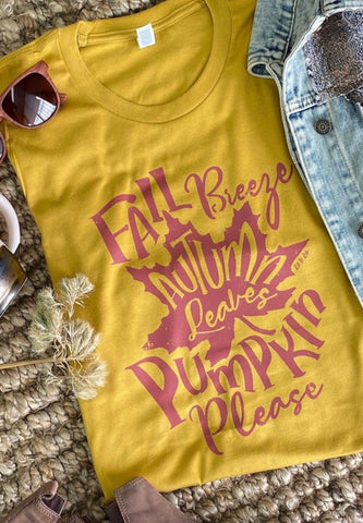 Butterscotch Fall “Autumn Leaves Pumpkin Please” Tee- Plus