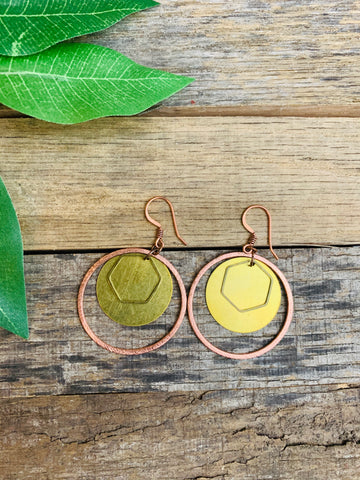 Mixed Metal Copper Hoop Earrings