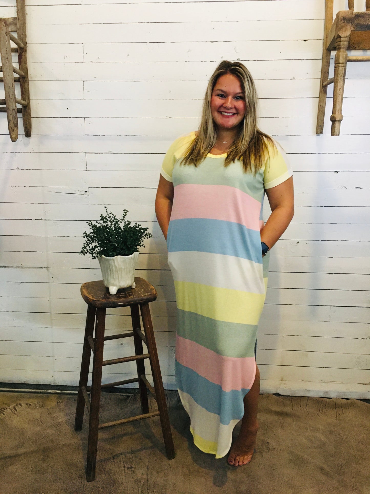 Pastel Stripe Maxi Dress