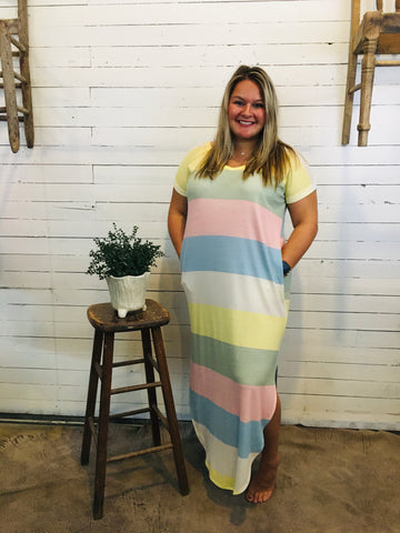 Pastel Stripe Maxi Dress