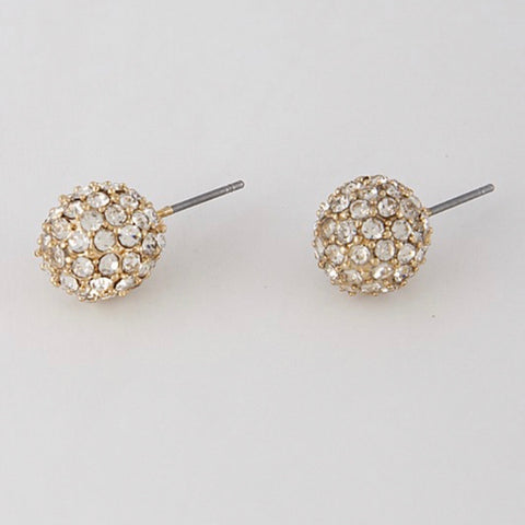 Round Ball Stud Earrings - Crystal or Pearl