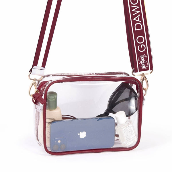 Clear Purse with Interchangeable Collegiate Strap