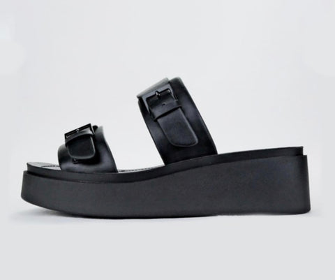 Black Platform Wedge Sandal