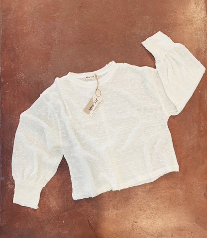 Cream Dotted Light Sweater Top
