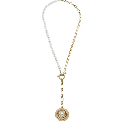 Brinkley Pearl & Paperclip Chain Necklace