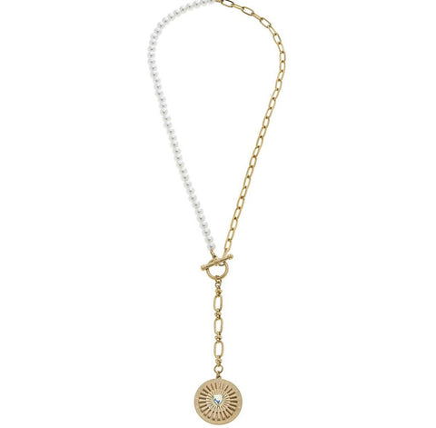 Brinkley Pearl & Paperclip Chain Necklace