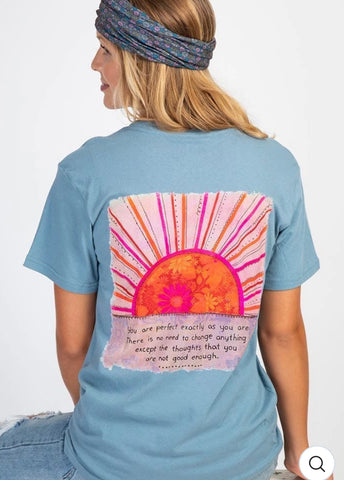 Dusty Blue Sunset Tee- Natural Life