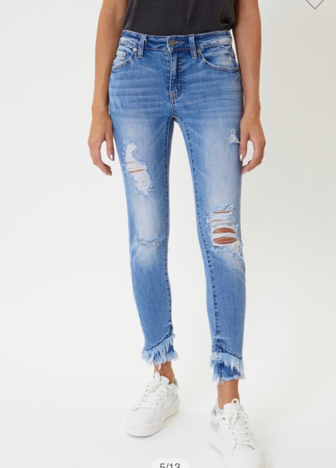 KanCan Mid Rise Ankle Skinny Jeans w/ Hem Detail