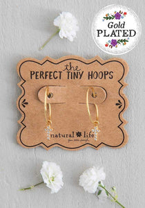 Natural Life Perfect Tiny Hoops with Cross