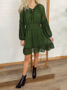 Hunter Green Long Sleeve Short Dress Ruby Mae's Hunter Green Long Sleeve Short Dress Ruby Mae's