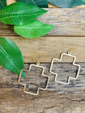 Large Gold Cross Earrings