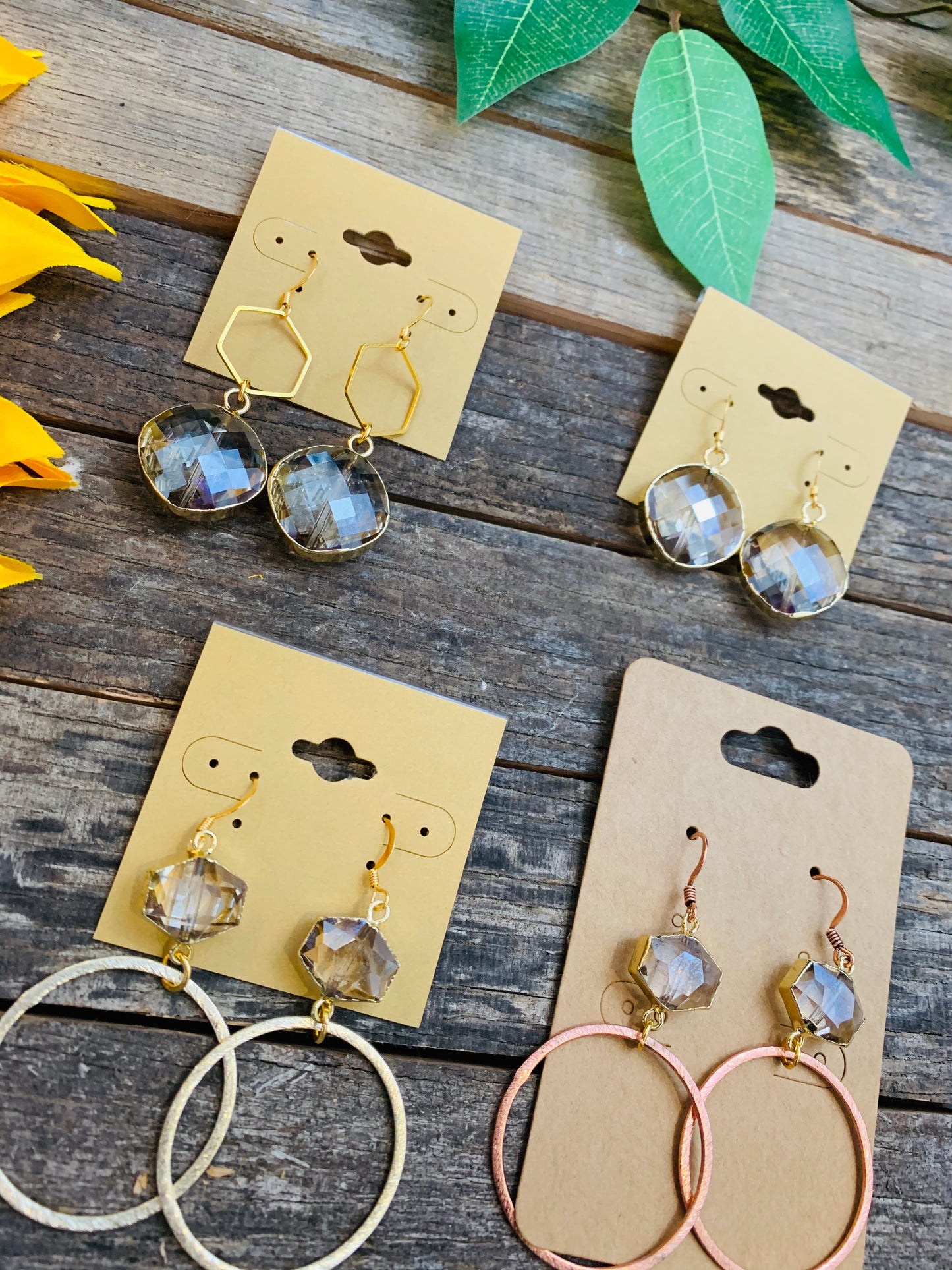 Faceted Glass Crystal Earrings - BB