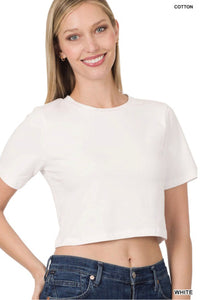 White Short Sleeve Crop Top