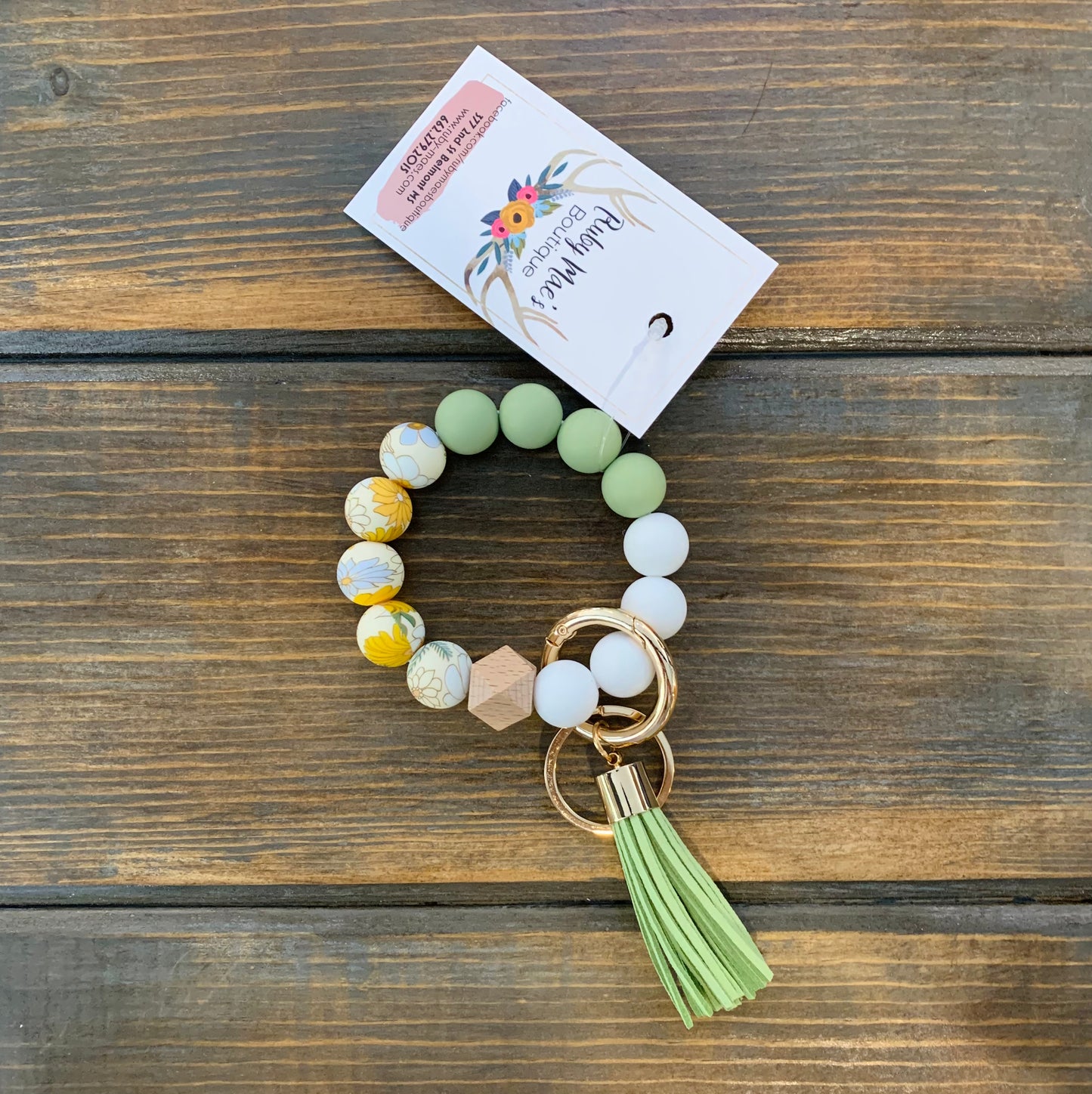 Beaded Silicone Bracelet Keychain