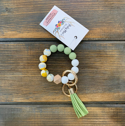 Beaded Silicone Bracelet Keychain