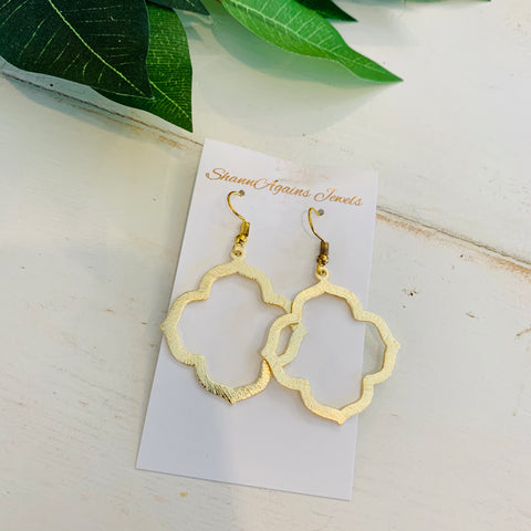 Brushed Gold Earrings- Pendant