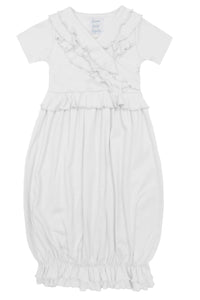 White Ruffle Julia Style Baby Gown