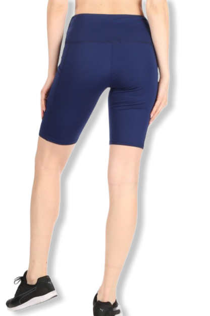 Navy Biker Shorts with Pockets