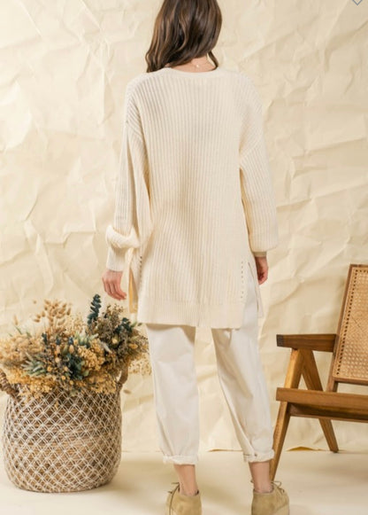 Oatmeal Eyelet Cardigan