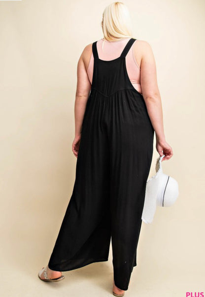 Black Overalls Jumpsuit- Plus