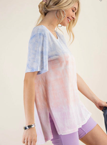 Sky Mix Tie Dye Relaxed Fit Top