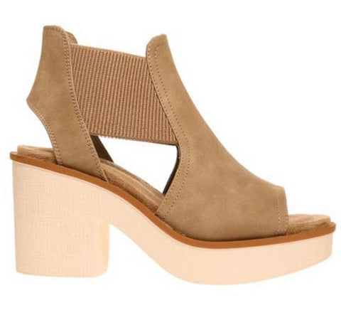 Taupe Open Toe Wedge Heel