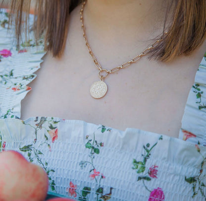 French Coin Pendant Necklace