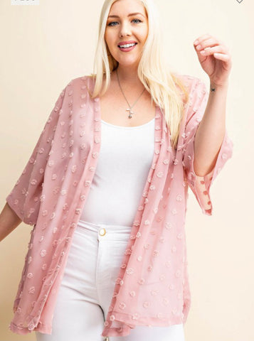 Mauve Sugar Ball Chiffon Cardigan - Plus