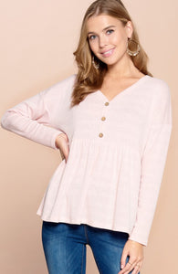 Pink Textured Babydoll Knit Top