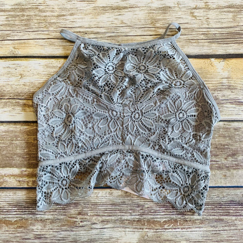Gray High Neck Lace Bralette