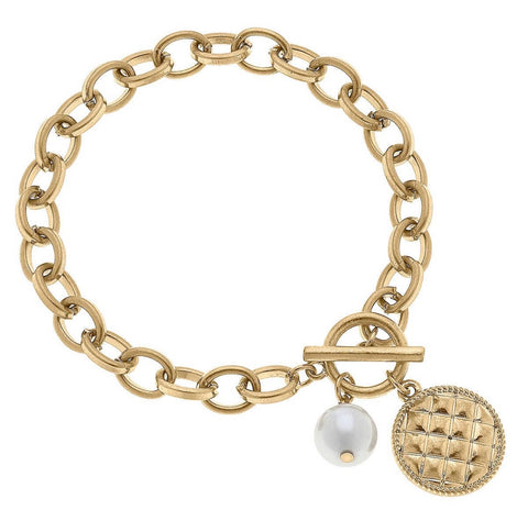 Kira Quilted Metal Charm Bracelet