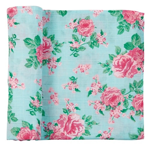 Rose Muslin Swaddle Blanket- Mud Pie