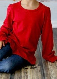 Girls Red Long Sleeve Ruffle Shirt