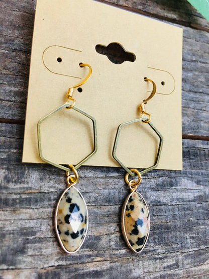 Spotted Dalmatian Teardrop Earrings - BB