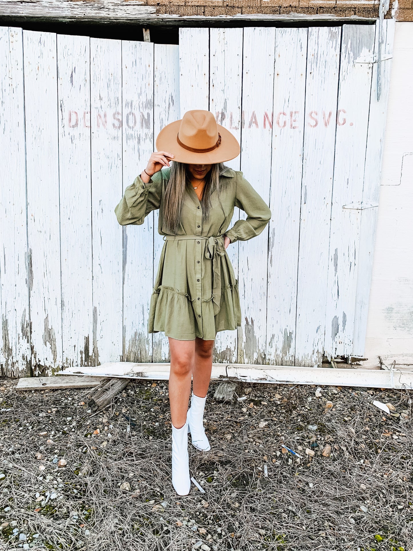 Olive Front Tie Mini Dress