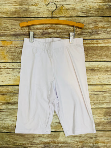 White Cotton Biker Shorts - Peach Skin Fabric