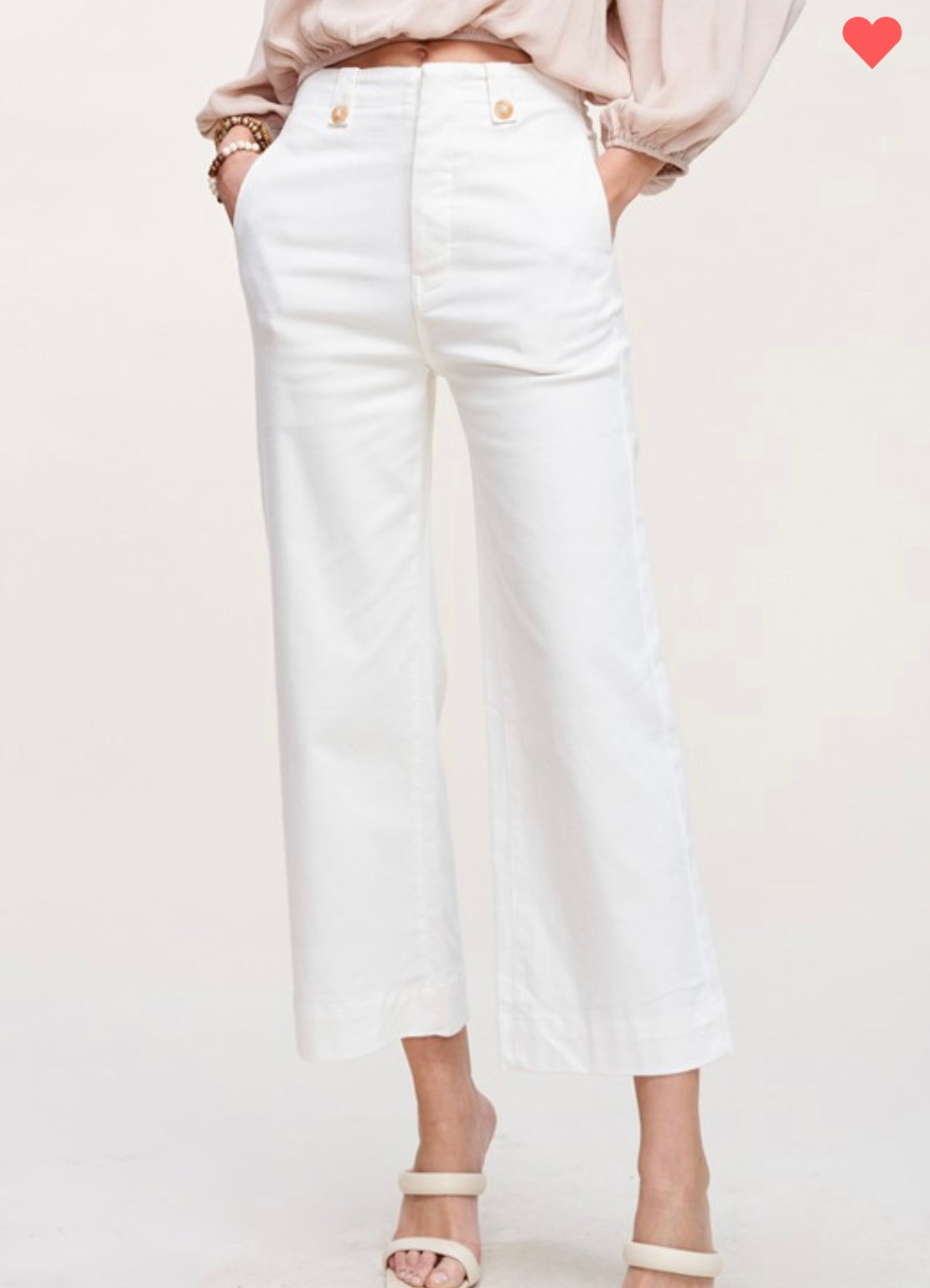 White Wide Leg Cropped Pants