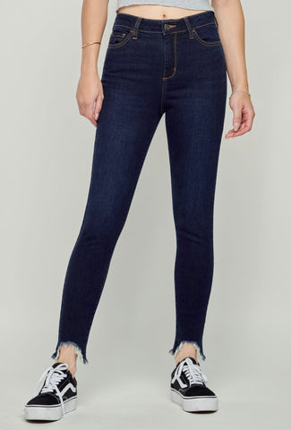 Cello High Rise Dark Denim Cropped Skinny Jeans