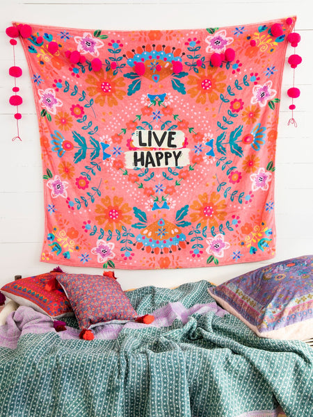 Tapestry Blanket Live Happy