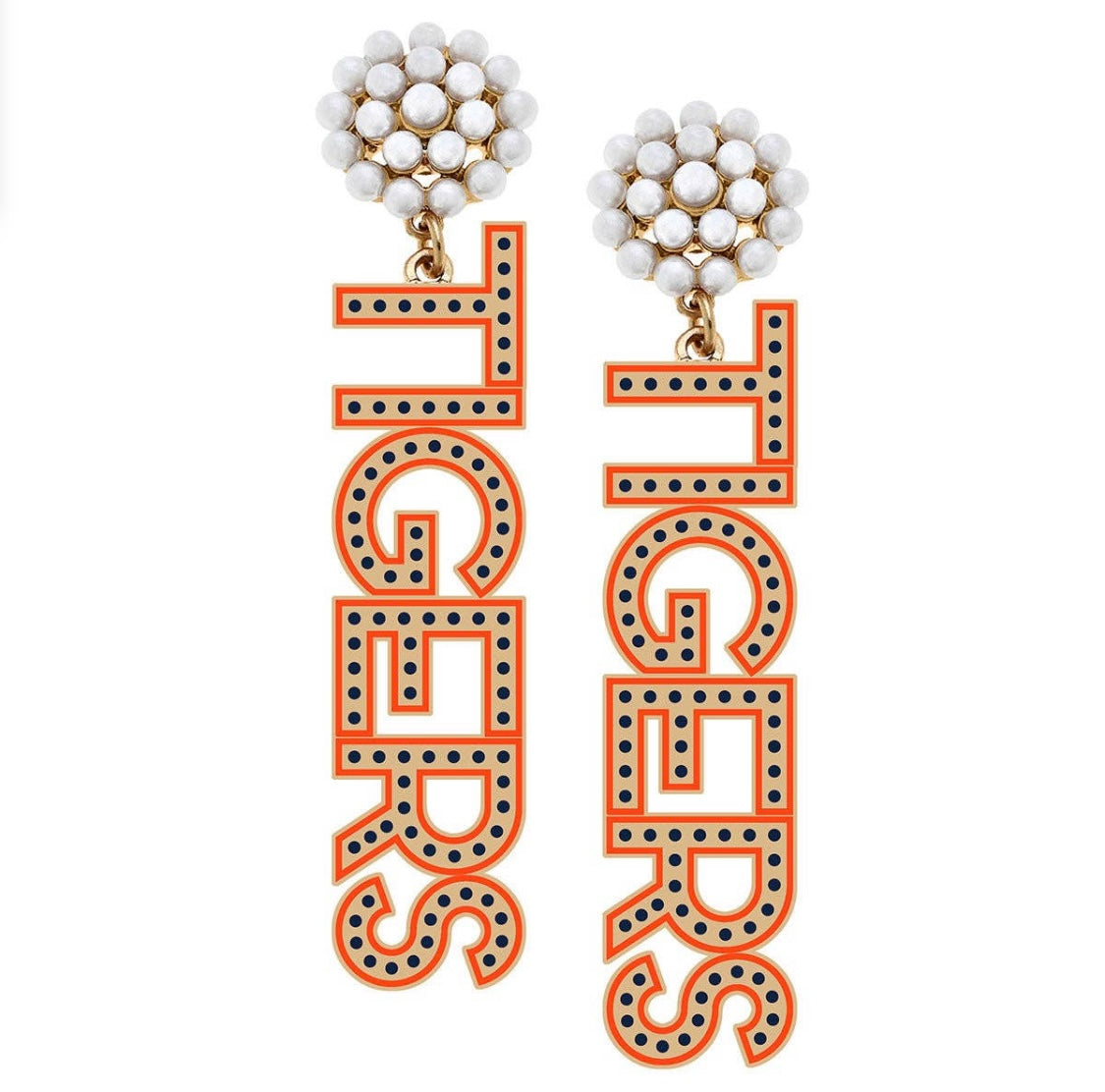 Tigers Pearl Cluster Earrings