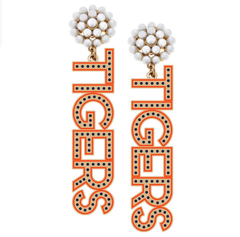 Tigers Pearl Cluster Earrings